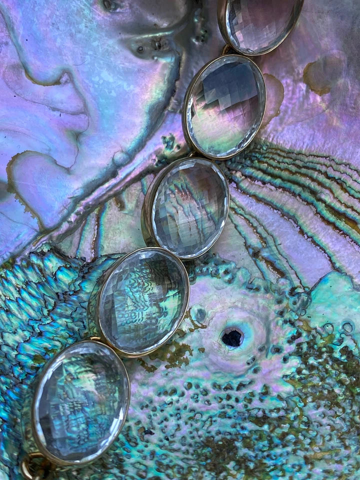 Charles Albert Faceted Oval Quartz Crystal & Alchemia Gold Handcrafted Bracelet - Image 4 of 4