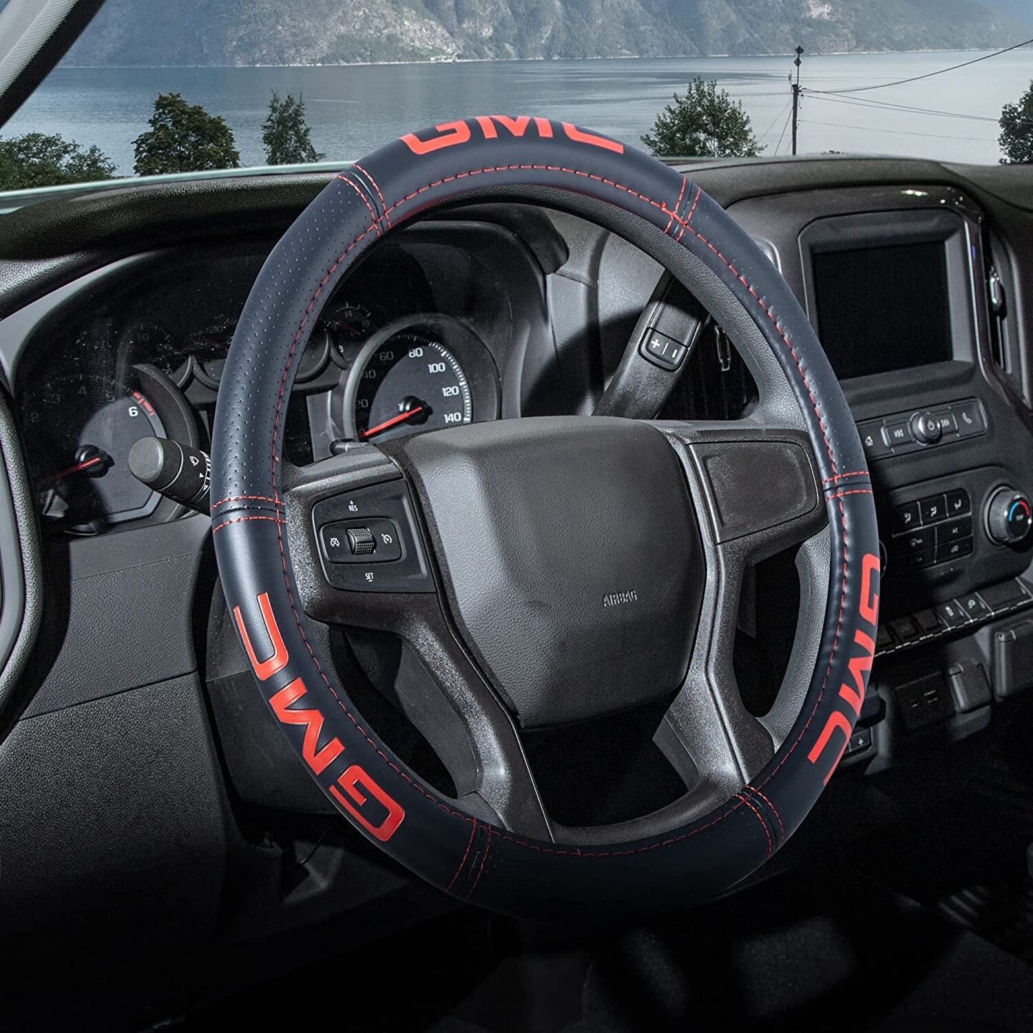 ⭐️⭐️⭐️⭐️⭐️The ONLY AUTHENTIC GMC Steering Wheel Cover PU Leather FITS