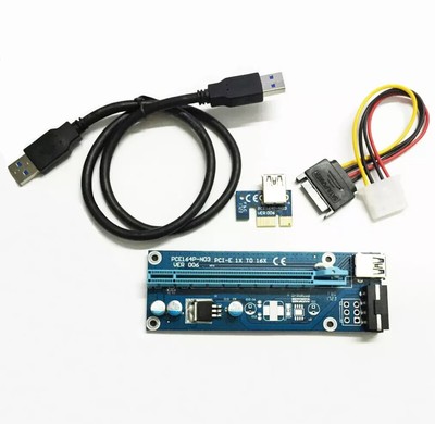Lot V006C Riser PCIE 1X 16X Powered GPU Adapter USB Cable SATA Molex 6-pin USA