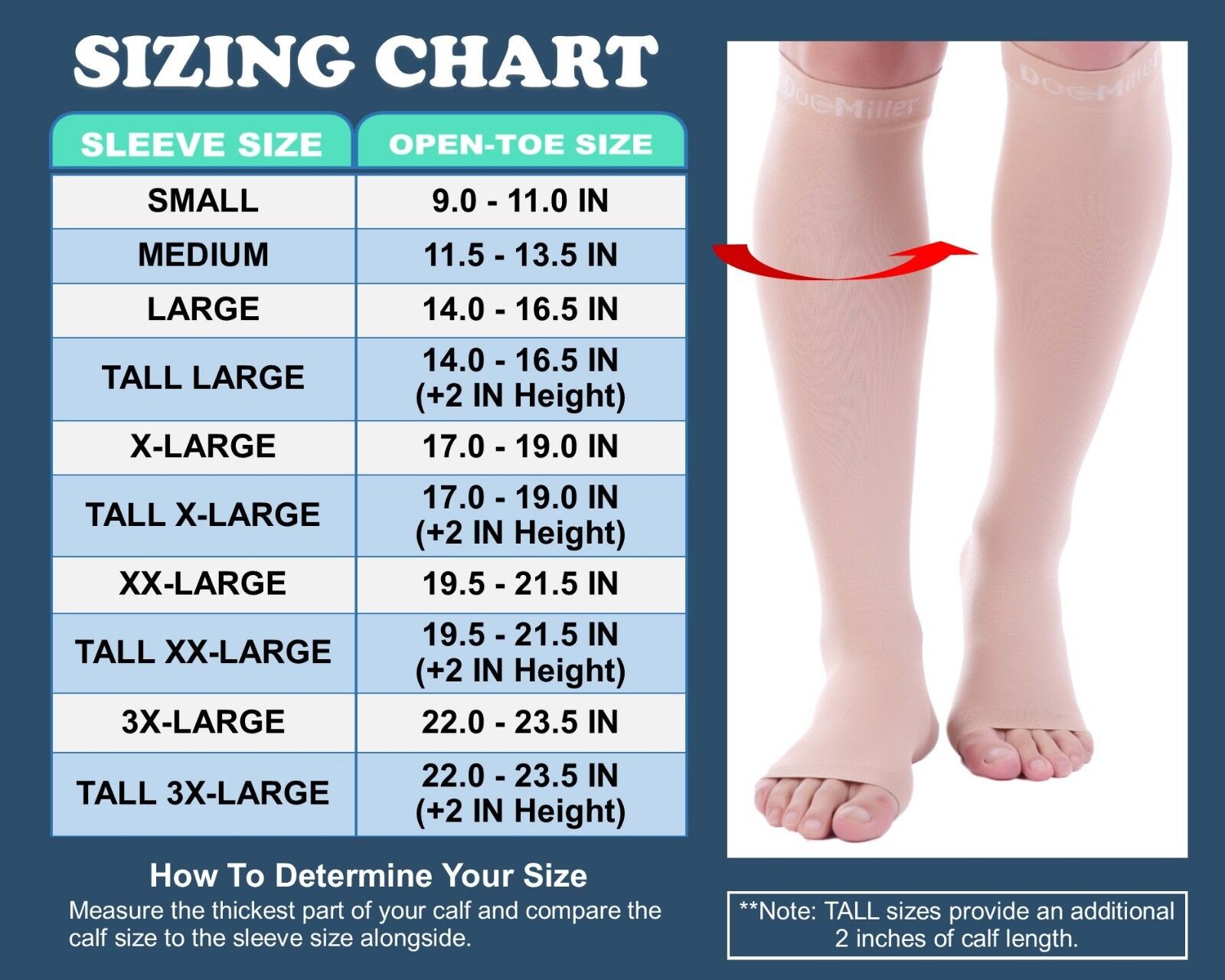 Skins Calf Size Chart