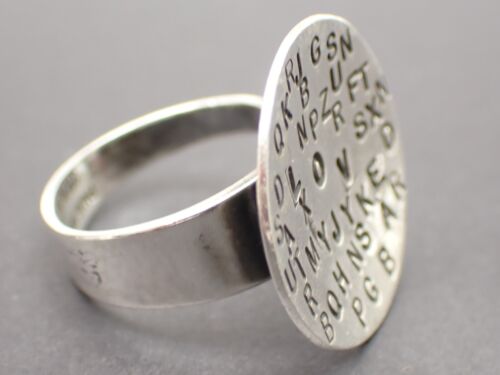 Anillo ajustable disco alfabeto Paul Miller LOVE plata de ley tamaño 8 6,4 gramos - Imagen 2 de 7