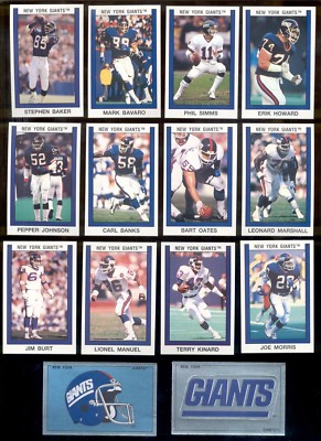 1989 New York Giants Sticker Set PHIL SIMMS MARK BAVARO JIM BURT BART OATES