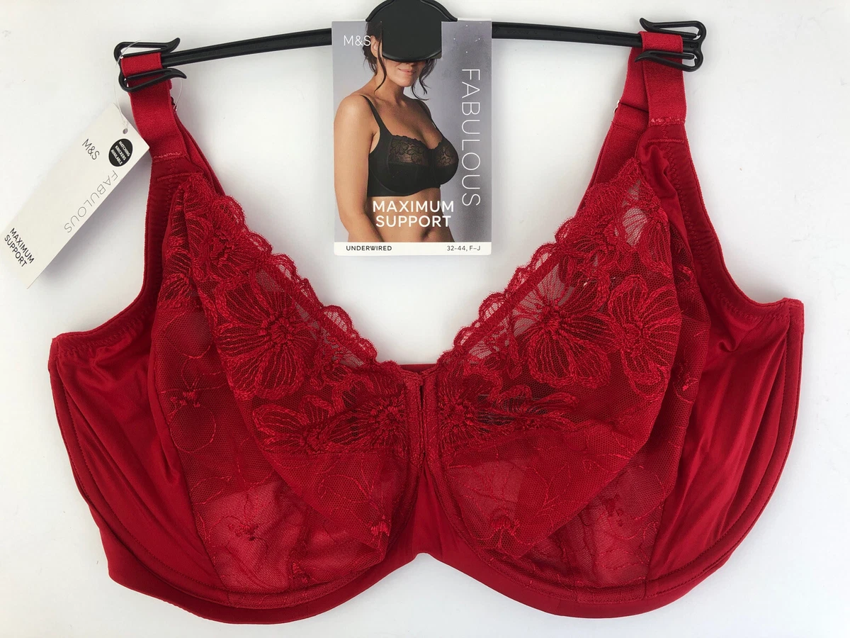 M&S MAXIMUM SUPPORT BRA 32F 32GG 32H 38GG & 44H ( last few ) RED BNWT