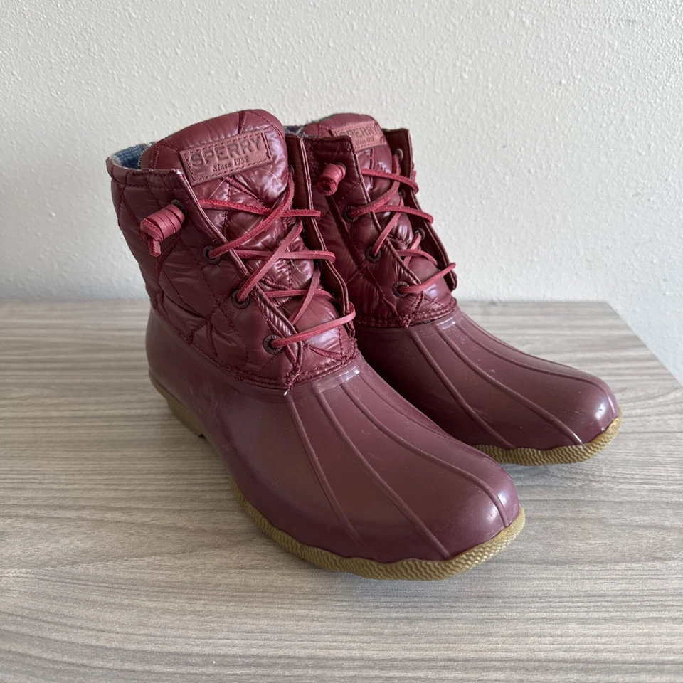 Botas Sperry Mujer 9 Agua Salada Lluvia Pato Edredón Cordobés Informal STS85530 Granate Foto 2 de 4