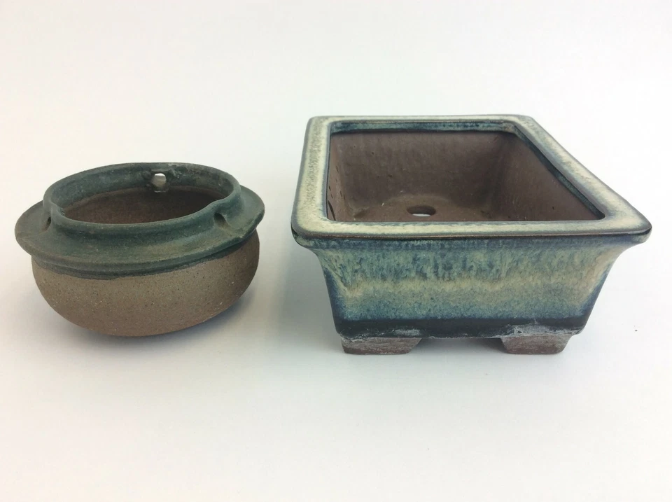 Green Blue Pottery Glazed Herb Planters Hanging Pot Rectangular Flower Pot  - Image 4 of 4