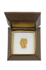 Yorkshire Terrier I - Hundebrosche in dekorativer Box, elegante vergoldete Anste