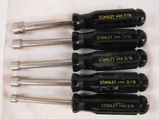 Stanley 5 Piece SAE Nut Driver Set 1/4. 5/16, 11/32, 3/8, 7/16 Black Handles USA