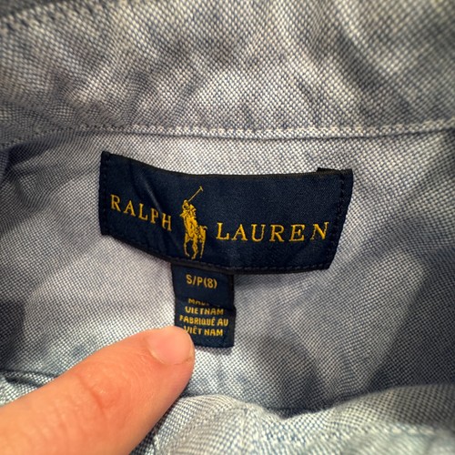 Ralph Lauren Shirt Youth Small Blue Denim Chambray Flesh Pony Cotton Preppy - Picture 4 of 9