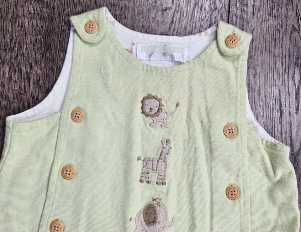 男宝宝衣服 Janie & Jack 3-6 个月绿色野生动物园动物连身裤套装 — 第 2/3 张图片