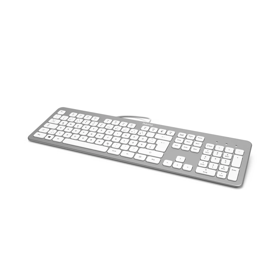 Hama Tastatur USB Keyboard QWERTZ KC-700 PC, Kabelgebunden, leise Tasten, Silber - Bild 2 von 4