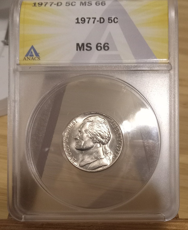 1977-D Jefferson Nickel ANACS MS66, Nice Specimen