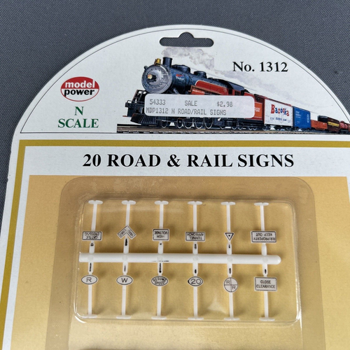 Model Power N Scale Set of 20 Road & Rail Signs #1312 - NIB - Please READ - Picture 2 of 6