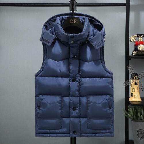 Piumino uomo invernale mimetico smanicato giacca caldo gilet cappotti con cappuccio nuovo - Foto 8 di 25