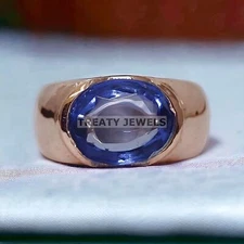 Amethyst Oval Cut With 925 Sterling Silver  Gold Plated Ring For Men's #102 *