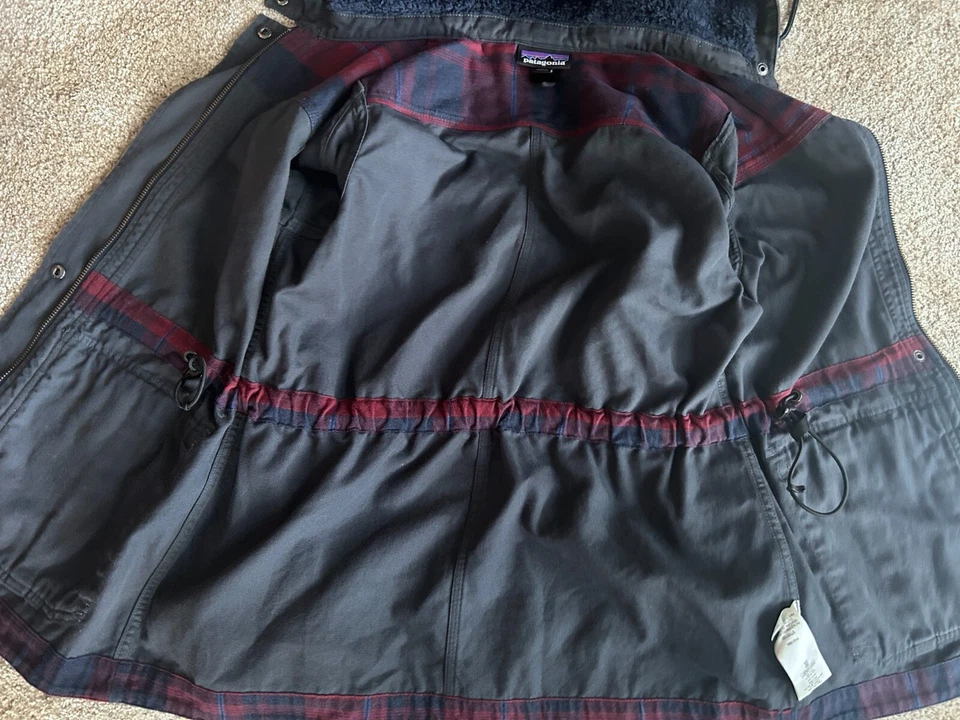 Chaqueta de Algodón PATAGONIA CON Capucha prairie dawn Cremallera y Frente a Presión Pequeña AZUL USADA EN EXCELENTE ESTADO!! Foto 3 de 4