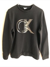Sudadera para hombre Calvin Klein gráfica negra y dorada M súper suave