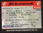 Football Ticket stub AFC Bournemouth v Notts County 2001 at Dorchester