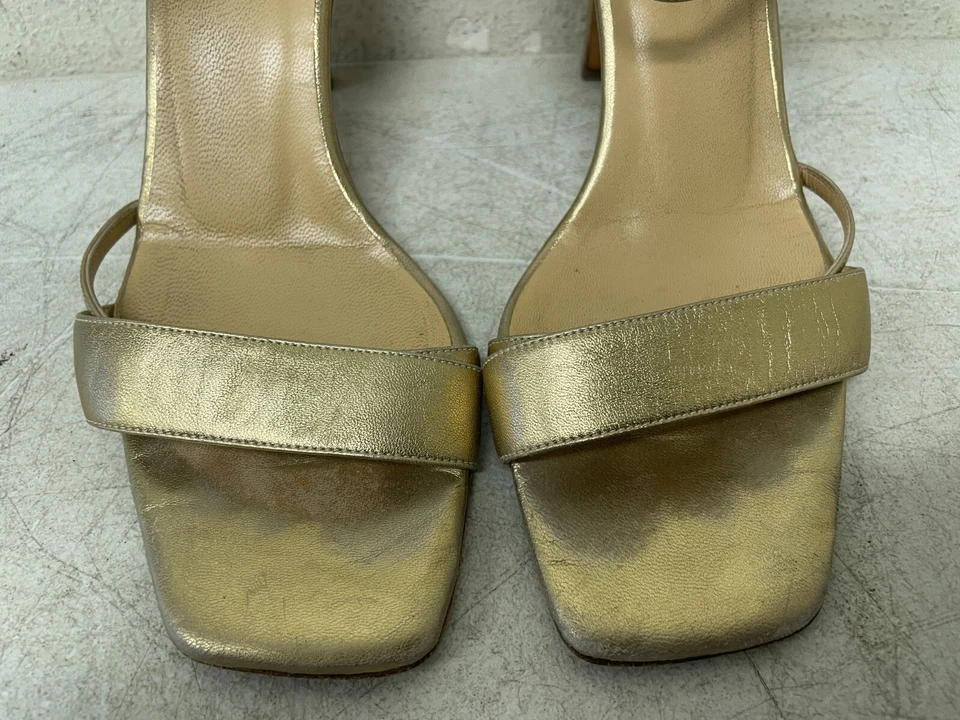 Sandalia Bally Saprenda 2 Egipcia Dorada Metálica Tacón Napa Talla 8M Foto 3 de 4