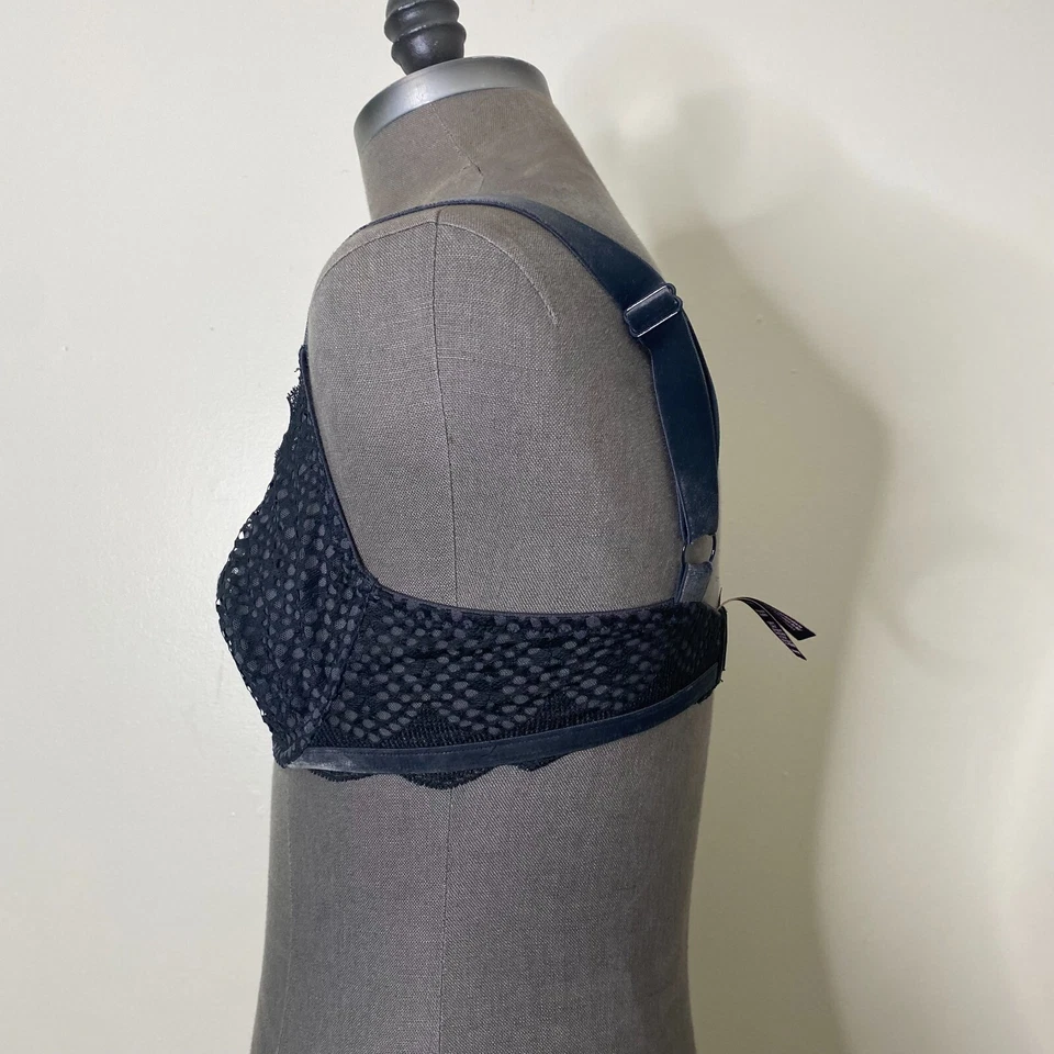 Sujetador de encaje Victorias Secret 34 D negro sin relleno con aros correas ajustables Foto 2 de 4