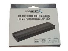 Sabrent EC-SNVE USB-C Tool-Free M.2 PCIe NVMe SATA SSD Enclosure  New/SiOP