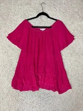 Counterparts Blouse Womens 3X Pink Flowy Tunic Island Beachy Spring Vacation