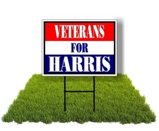 ECO VETERANS FOR HARRIS 12x16 in Yard Road Sign w/ Stand