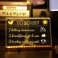 Acrylic Dry Erase Board,A4 Size DIY Handwriting,Erasable Warm White Night Light
