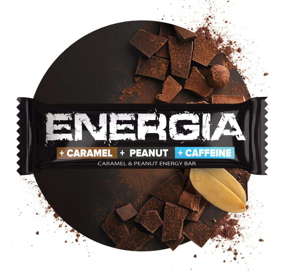 PreWorkout Energieriegel Kalorienarm Karamell Walnuss Koffein 25x 50g - Bild 3 von 3
