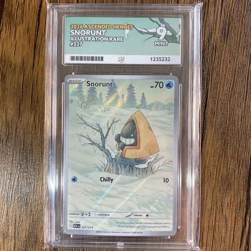 Pokémon Snorunt 2026 Ascended Heroes 227/217 Graded ACE 9