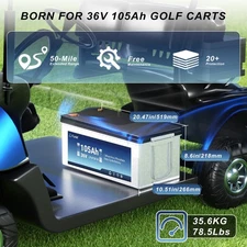 4.032kWh Lifepo4 36v 105ah Lithium Golf Cart Battery for Club Car Ezgo Yamaha