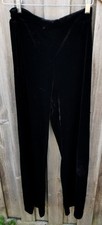 MNG MANGO Sz 12 M Black Velvet High Rise Stretch Wide Leg Pant 