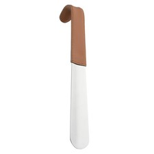 Shoe Horn 11.8" Metal Leather Curved Handle Shoe Helper Shoehorns, Brown Silver