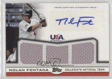 2011 Topps USA Baseball Team Triple Relics Gold 2/10 Nolan Fontana Auto 0c2