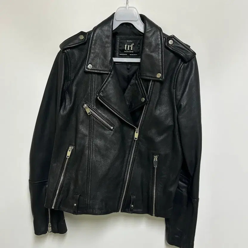 Zara TRF Collection Genuine Leather Rider Jacket, Women's 100 thumbnail 3