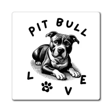 Pit Bull Love 3" x 3" Square Magnet Indoor-Outdoor Fun Accessory