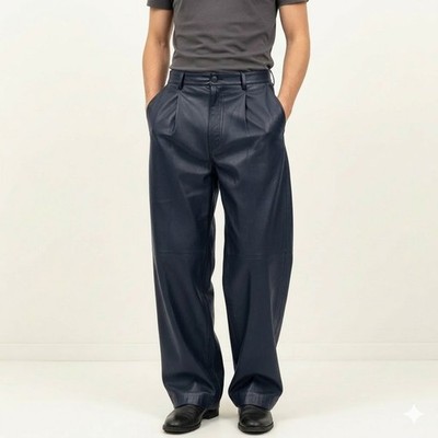Brand New Men's Genuine Lambskin Leather Pant Baggy Formal Pant Mens Pant