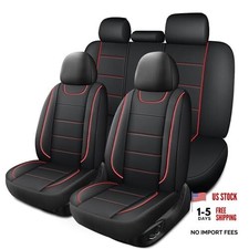 Car Seat Covers, Quilting Leather Complete Set Front Rear N4 Black Red