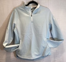 Spyder 1/4 Zip Sweatshirt Jacket Womens L Light Blue Front Pocket Ski Layer