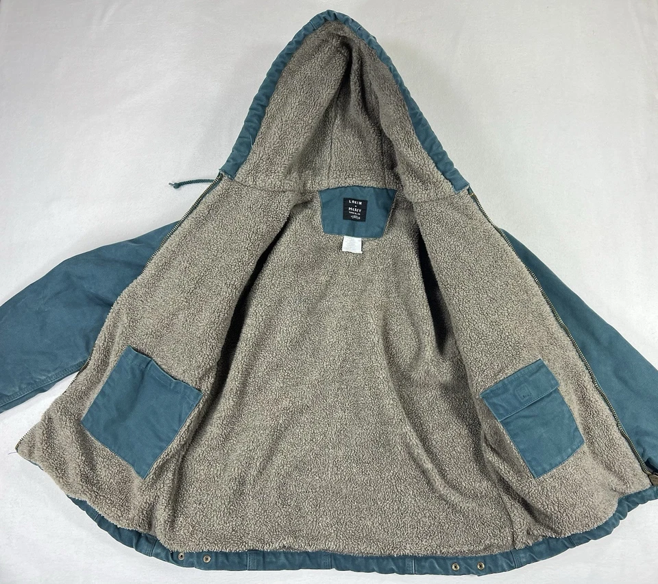Lakin & Mckey Hooded Fleece Sherpa Lined Canvas Work Chore Coat Womens Medium - Image 3 of 4