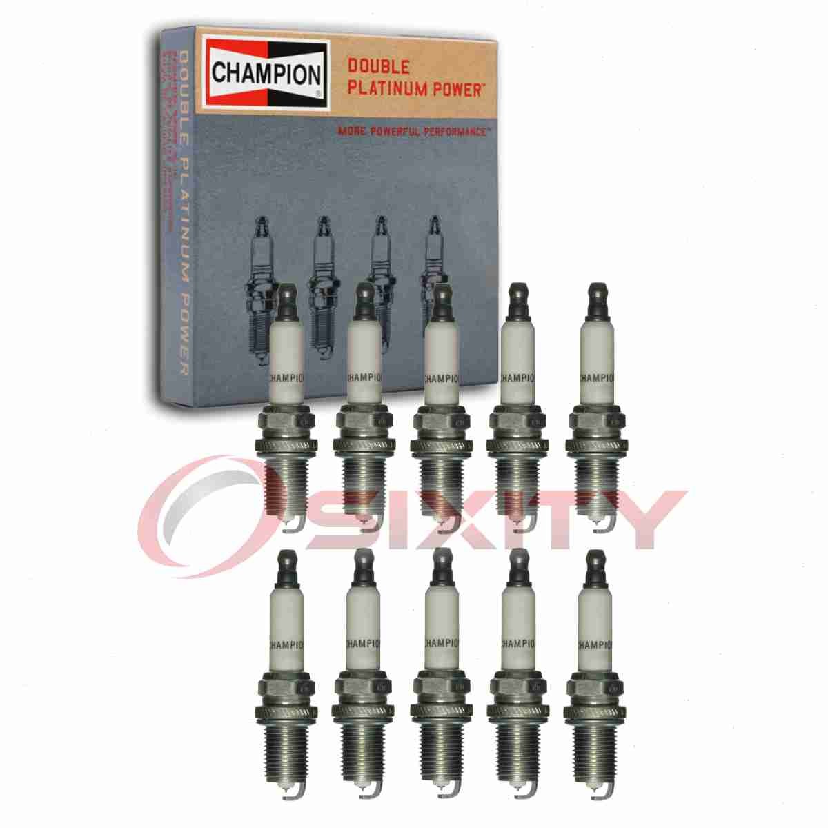10 pc Champion Double Platinum 7070 Spark Plugs for V99-75-0061 RC11PYPB4 sq