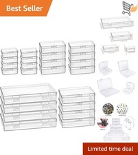 Mini Plastic Organizer Set 24 Pieces Lockable Clear Storage Boxes Craft Makeup