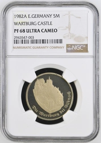 Germany - Democratic Republic 5 mark 1982, NGC PF68 Ultra Cameo WARTBURG CASTLE
