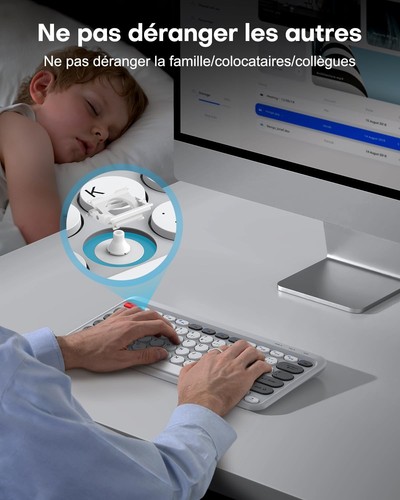 TECURS Clavier sans Fil Rechargeable Clavier Bluetooth Multi Dispositifs pour - Afbeelding 4 van 24