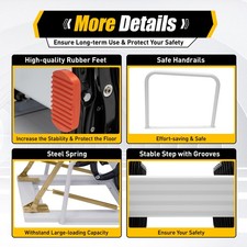 12 Steps Wall Mounted Folding Ladder Loft Stairs White Attic Steps Pull Down