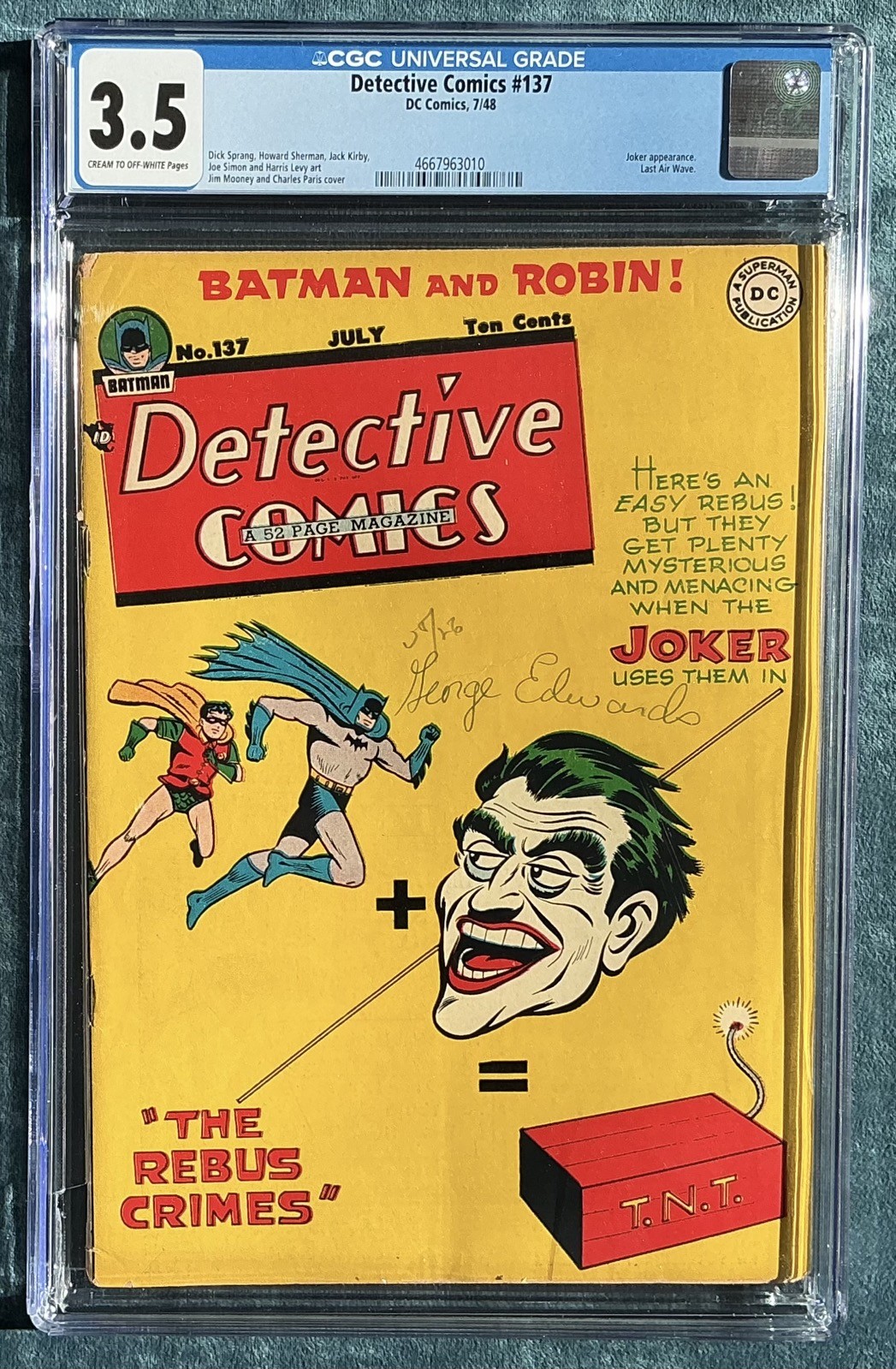 Detective Comics #137  July 1948  CGC 3.5  Joker Cover