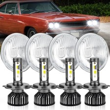 5.75" Round Headlight Assembly, 4PCS Reflector Housing with 4PCS H4 LED Bulbs...