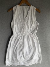 J Crew Dress Womens 2 White Eyelet Floral Romantic Babydoll Resort Coastal