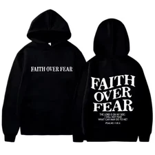Faith over Fear Hoodie Fashionable Hooded Sweatshirt Bible verse Hoodie