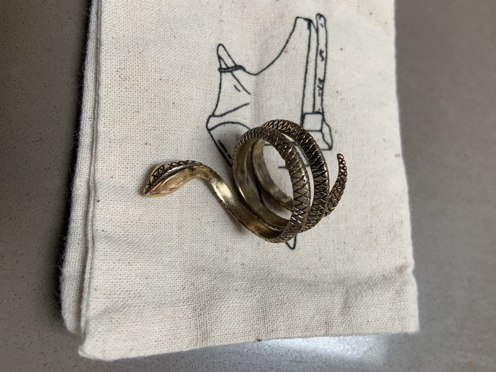 $100 Brass Snake Wrap Ring Adjustable - image 1