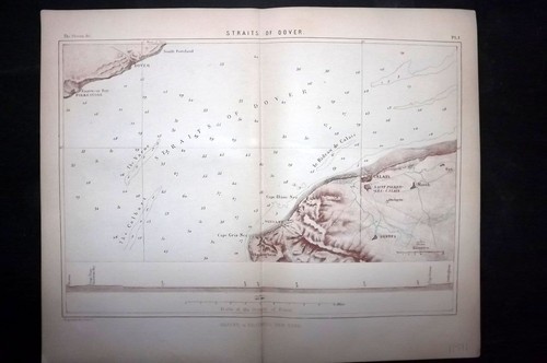 Reclus 1873 Antique Map. Straits of Dover, Kent